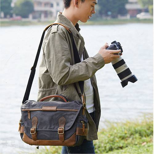 Camera Batik Canvas Vintage Retro Waterproof Photography Shoulder Casual Messenger Photo Men Women Bag for Canon Nikon Sony DSLR