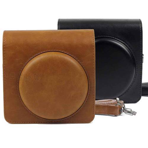 Retro Vintage Black/Brown PU Leather Camera Bag Case For Instax Square SQ6 Protective Shoulder Bag Pouch
