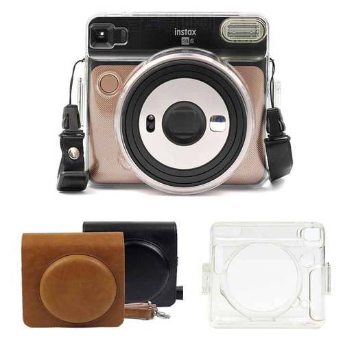 For Fujifilm Instax SQUARE SQ6 Camera Protective Bag Vintage PU Leather Case Shoulder Strap Pouch Cover Black/Brown
