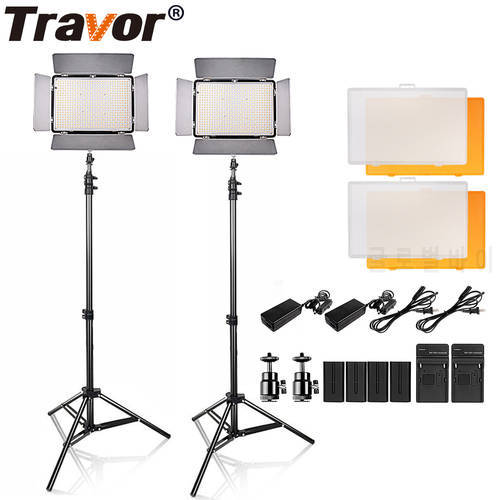 Travor 2 In1 TL-600S Photography Light Set 3200K 5500K Studio Light Camera Camcorder Light with 4pcs NP-F550 Battery and Tripod