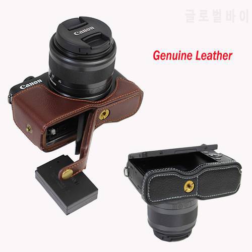 Genuine Leather case Camera cover For Canon EOS M100 M10 M200 bottom BASE Half Body cover With Battery Opening,Free Shipping