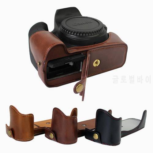 portable Pu Leather Case Half Body Base For Canon EOS 750D 760D 800D 77D DSLR Camera bag cover with Battery Opening