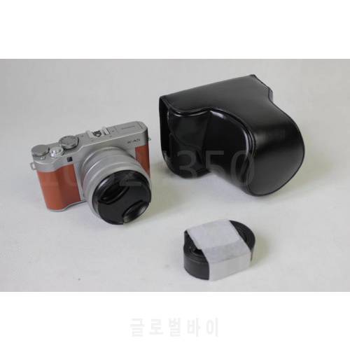 Leather camera case bag cover for Fuji XA5 Fujifilm XA5 XA-5 (15-45mm Lens) with Camera Shoulder Strap Protective Bottom Case