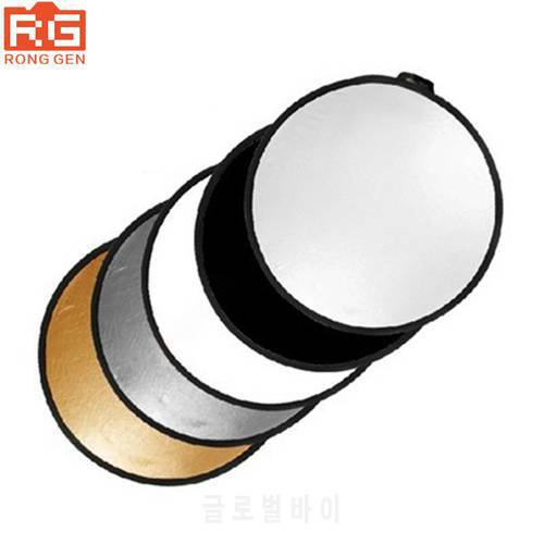 80cm 5in1 Reflector Photography Collapsible Portable Light Diffuser Round Reflector For Photo Multi Color Silvery Black