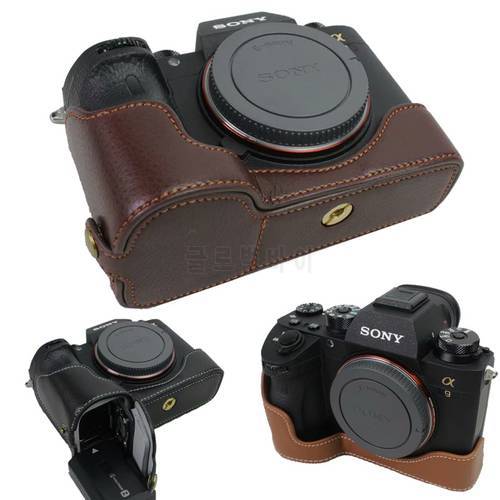Genuine Real Leather Camera Bottom Case Half Body Set Cover For Sony A7III A7R3 A7RIII A7R Mark 3 A7RM3 A9 With Battery Opening
