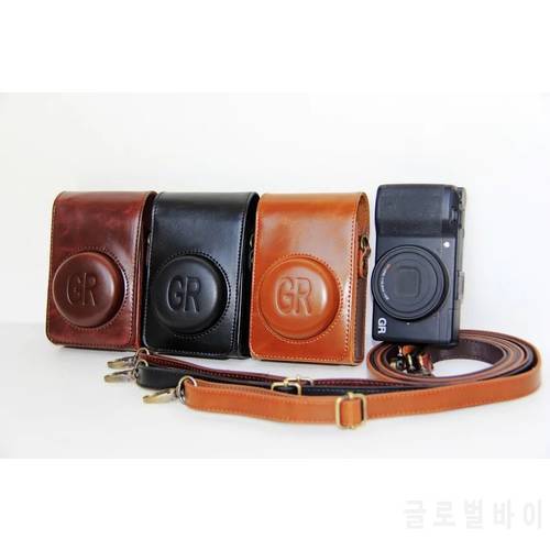 Camera Bag Case Protector Suitable For Ricoh GR GRII GR2 GR Mark II PU leather Case Cover Black/Brown/Coffe with Camera Strap