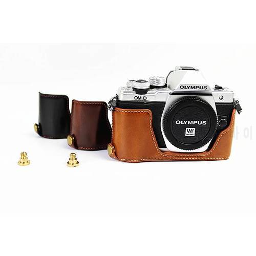 PU Leather Half Case for Olympus OM-D EM10II EM10 mark II Digital EM10II Camera Brown/Black/Coffee