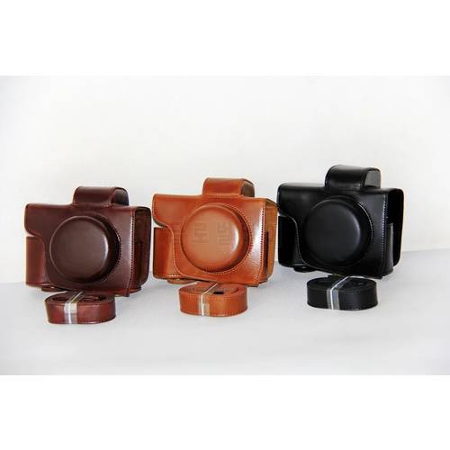 Camera Leather Case Cover Bag Protector for Olympus OM-D OMD EM10II E-M10 MarkII (short lens 14-42mm Lens) with Camera Strap