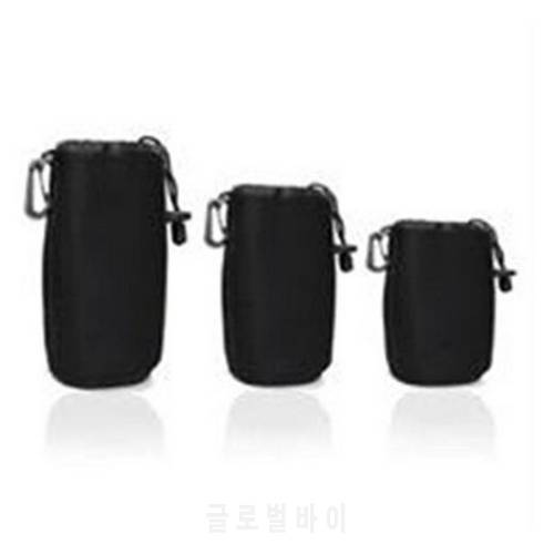 XRHYY Black 3 pcs DSLR camera Drawstring Soft Neoprene Lens Pouch Bag Cover for Sony Canon Nikon Pentax Olympus Panasonic