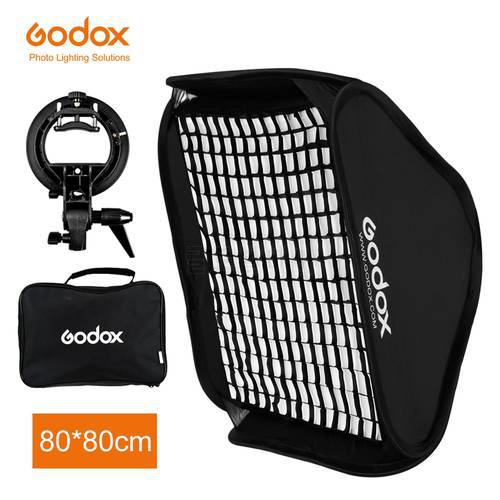 Godox Ajustable Flash Softbox Grid 80cm * 80cm + S type Bracket + Honeycomb Grid Mount Kit for Flash Speedlite Studio Shooting