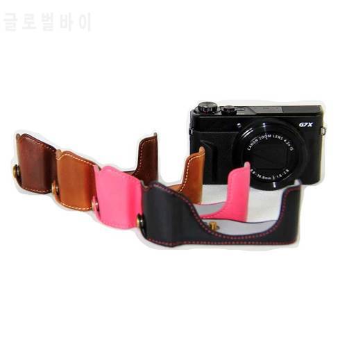 4 Colors Digital Camera Half Body Leather Case Cover for Canon G7X II Bottom Camera Case