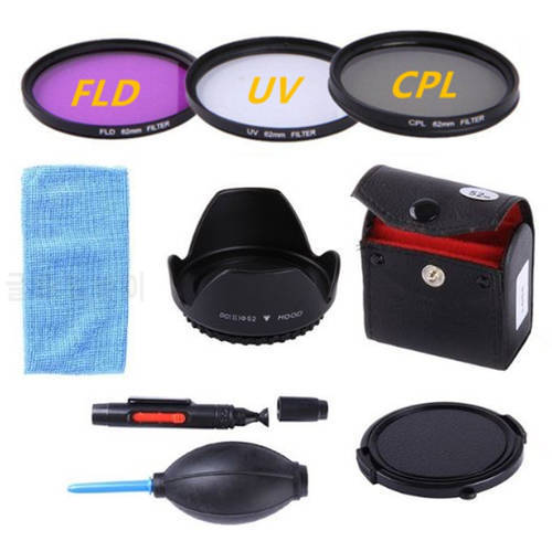 52 55 58 62 67 72 77mm Slim UV CPL FLD Filter Kit + Lens hood & Camera lens cover For Canon Nikon Camera Video Lens