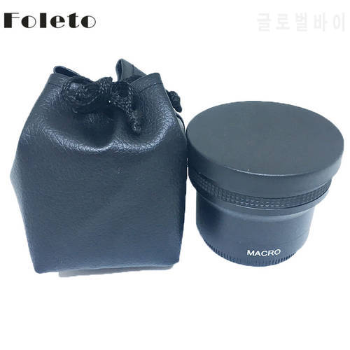 Foleto 52mm 0.21x wide angle macro fisheye lens 0.21fish eye lens filter case for canon nikon sony 52mm lens d3100 d3200 d3000