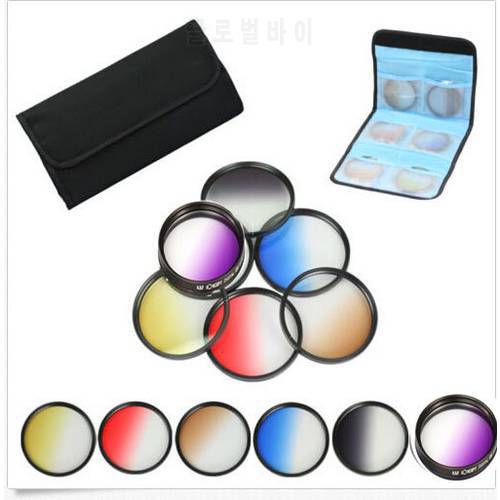 52mm 6pcs Graduated Grey+blue+green+purple+yellow+red Color ND Neutral Density Filter Kit case For Nikon D3200 D5100 18-55mm
