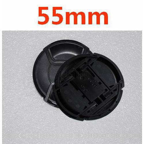 10pcs/lot 55mm center pinch Snap-on cap cover LOGO for nikon 55 mm Lens