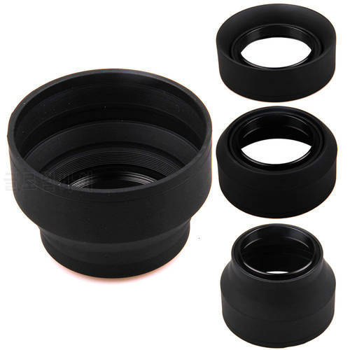 55-82mm 3-Stage Rubber Lens Hood For Sony a900 a850 a700 a550 a500 a99 a77 a65 a57 a55 a35 a33 with DT 18-55mm/55-200mm