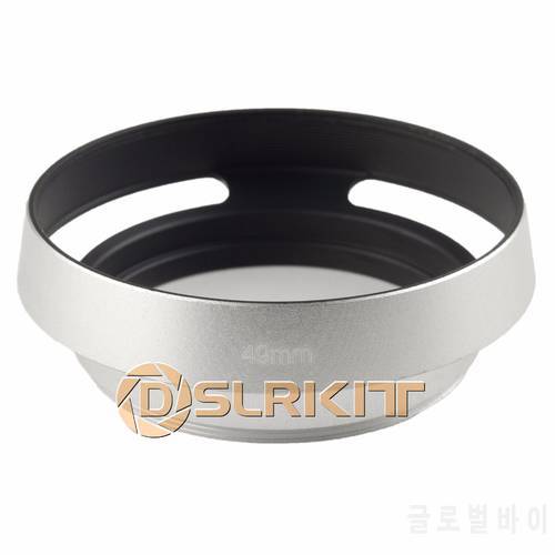 49mm Silver Metal Vented Lens Hood for Canon Olympus Leica M Contax Fujifilm Sony