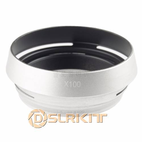Silver 49mm Lens Adapter Ring + Metal Lens Hood for Fujifilm Fuji X100 Replace LH-X100