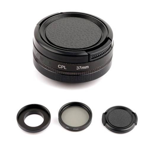 37mm Aluminum Alloy CPL Polarizer Filter Circular Lens + Adapter Ring + Lens cap for Gopro HD Hero 3 / 3+/4 accessories set