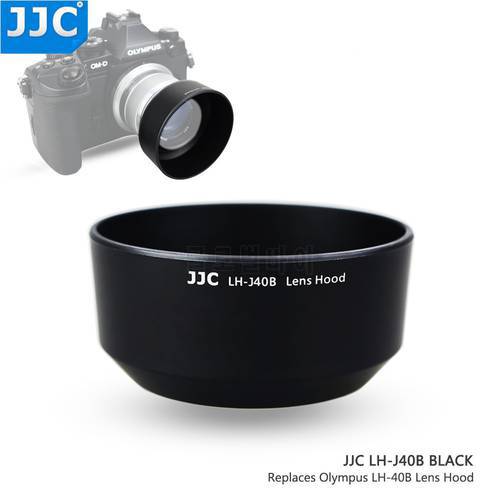 JJC LH-J40B Black Silver Pro Lens Hood Shade For Olympus M.ZUIKO DIGITAL 45mm 1:1.8 Lens Replaces Olympus LH-40B Lens Hood