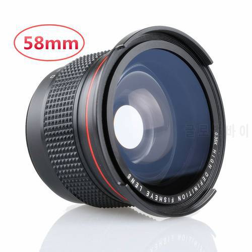 0.35x Fisheye Wide Angle Lens 58mm with a Macro Lens for Canon EOS 1100D 650D 600D 550D 500D LF277