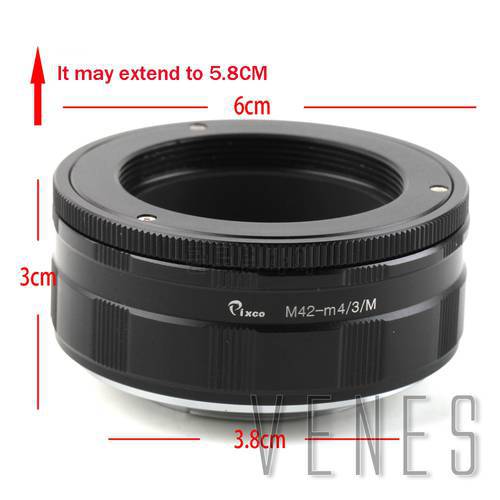 VENES M42-M4/3/M/, Adjustable Macro to Infinity Lens Adapter For M42 Mount Lens to Suit for Micro Four Thirds 4/3 Camera