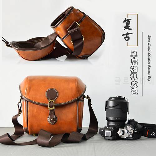 PU leather case Camera Bag For Sony A9 A7C A7RM2 A7R A7RII A7III A7RIII A7S3 A6500 A6400 HX400 RX10II RX10M4 Shoulder bag Pouch