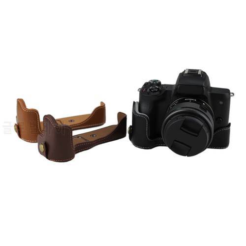 PU Leather Half Case for Canon EOS M50 Digital SLR EOS M50 Camera Brown Black Coffee