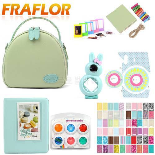 For Polaroid Fujifilm Instax With 3 Inch 128 Photos Album Self-portrait Mirror Frame Shell Bag Skin Cover Pouch Accessories Set