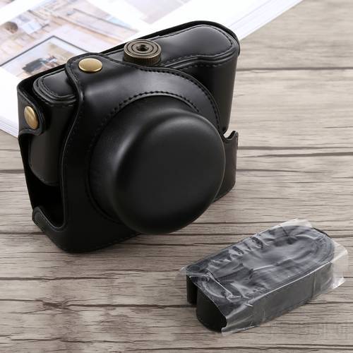Retro Vintage Luxury Full Body PU Leather Digital Camera Bag Case For Panasonic LUMIX LX100 Camera Cover Cases with Strap