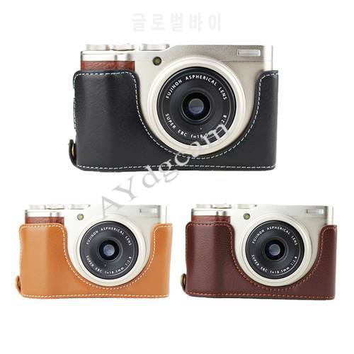 New Genuine Leather Camera Case Half Body Cover For Fujifilm XF10 FUJI X-F10 Real Leaather Bottom Case Black Brown Coffee