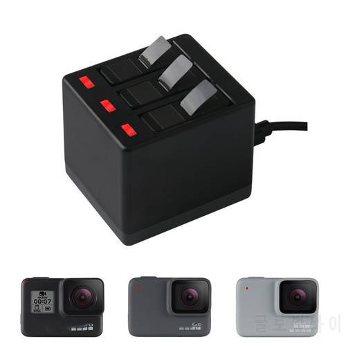 New 3-Way Hero 8 Battery Charger LED Charging Box Carry Case Battery Housing for GoPro Hero 8 7 Hero 6 5 Black Accessories