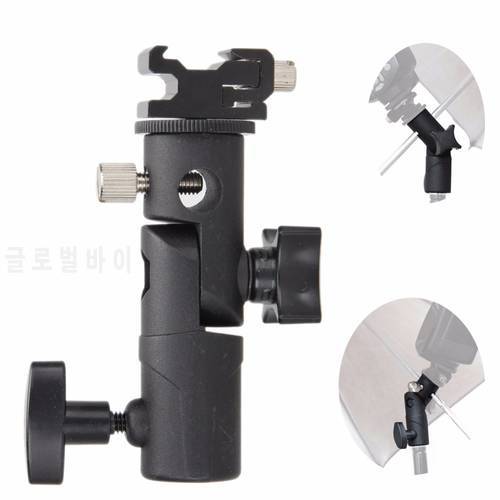 Metal Camera E Type Flash Shoe Umbrella Holder Mount Light Stand Bracket Swivel for Canon For Nikon camera Flash