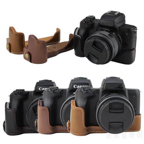 PU Leather Protective Half Body Cover Skin For Canon EOS M50 EOSM50 Camera Bag Bottom Case