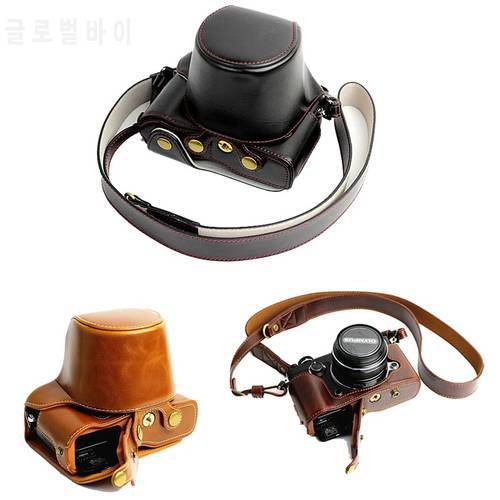 New Luxury PU Leather Camera Case Body For Olympus PEN-F Pen F Camera Bag with Strap Open Battery design Black Coffee Brown