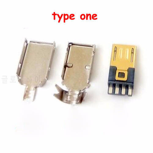 5set/lot Gold Plating 3 in 1 micro 5p usb male plug connector with metal shell android plug
