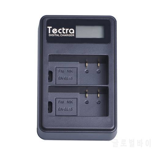 Tectra EN-EL15 LCD USB Dual Charger for Nikon D7100 D750 D7000 D7200 D810 D610 D800 D600 D800e D810a 1 v1 and MH-25