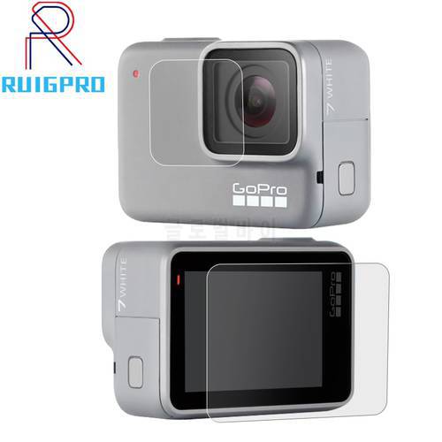 1Pcs Plastic Glass Screen Protective Film + 1Pcs HD Lens Protector Film For GoPro Hero 7 White&Silver Sports camera Accessories