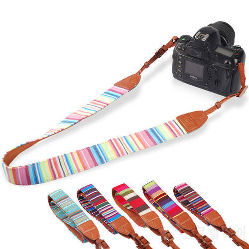 Ms.L.Meilyadigital Bohemia Camera shoulder Strap Leather+Cotton Neck Belt Strap For SLR DSLR Canon Nikon Sony Panasonic Micro