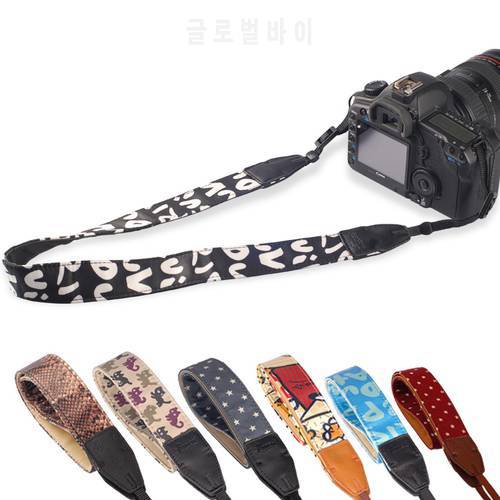 Vintage Camera Strap Shoulder Neck Belt Strap Leopard Series For SLR DSLR Canon Nikon Sony Panasonic Genuine Leather+Cotton