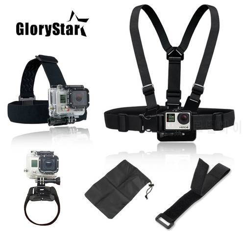 For GoPro Accessories Set Harness Adjustable Elastic Chest Belt + Head Stap Mount for Go pro Hero 8 7 6 5 4 3 xiaomi yi osmo sj