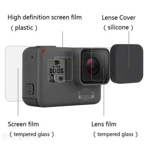 Clownfish For Gopro Hero 5/6/7 black Lens film LCD Screen Protector Protection Film tempered glass Lens Cap/Cover For gopro7 6 5
