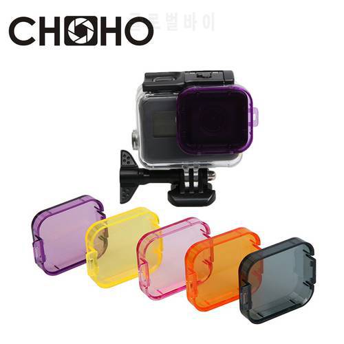 For Gopro Accessories Diving Filter Original waterproof Case Yellow Red Purple Grey Dive Lente Filtor For Go pro Hero 5 6 7Black