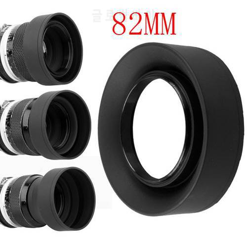 10pcs/lot 82mm 3-Stage 3 in1 Collapsible Rubber Foldable Lens Hood for canon nikon DSIR Lens camera