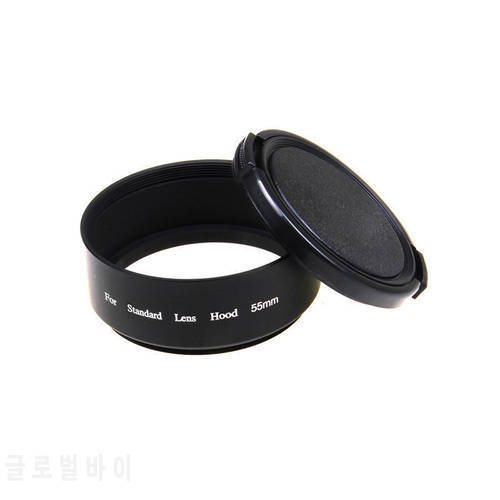 55mm Standard Metal Lens Hood + Lens cap for Canon Nikon Sony Pentax Olympus