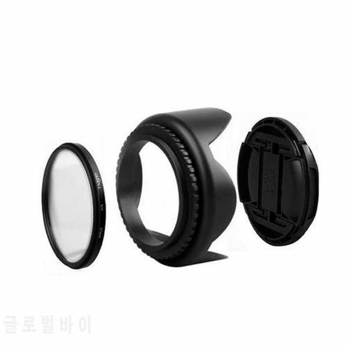49mm UV Filter+Lens Cap+Flower Lens Hood for Canon EOS 400D 450D 1000D 500D 550D 600D 650D 700D 100D 1100D Nikon Sony DSLR