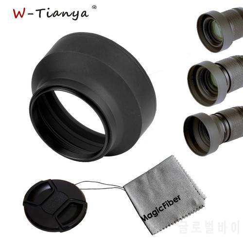 WTIANYA 3 in 1 Rubber Lens Hood Tele Wide Angle Standard 52mm 58mm 55mm 62mm 67mm 72MM 77mm For Canon Nikon Sony
