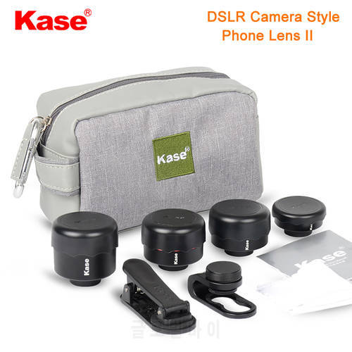 Kase 4 in 1 Phone Lens II Kit Wide Angle/Macro/Fisheye/Telephoto Lens with Clip for Smartphone iPhone 8 12 13 Samsung Huawei