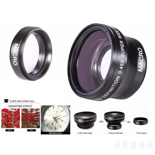 0.45X Super Wide Angle Lens w/ Macro For Olympus E-PL10 E-PL9 E-PL8 E-PL7 E-PL6 E-PL5 E-PL3 E-PM2 E-PM1 Camera with 14-42mm Lens