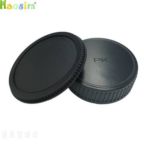 50pairs/lot camera Body cap + Rear Lens Cap Hood Protector for K10D K20D K200D K100D K-7 Kx K for Pentax PK camera